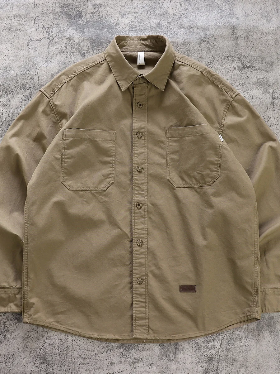 

Повседневная свободная мужская рубашка с длинным рукавом, модная ретро-модель, базовый слой, верхняя одежда для весны и осени, новая модель, рабочая одежда