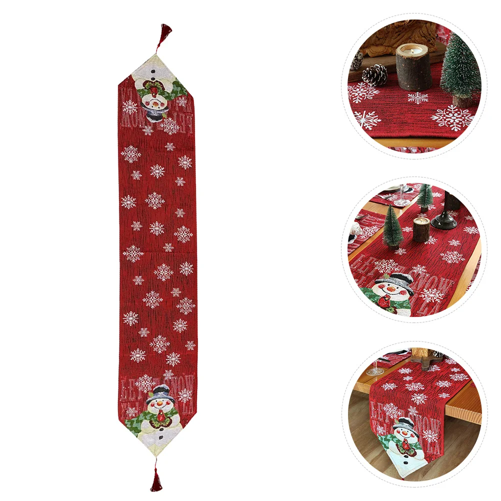 

Xmas Elements Tablecloth Christmas Snowman Table Runner Home Xmas Table Decor Folding Convenient Store Bright Colors