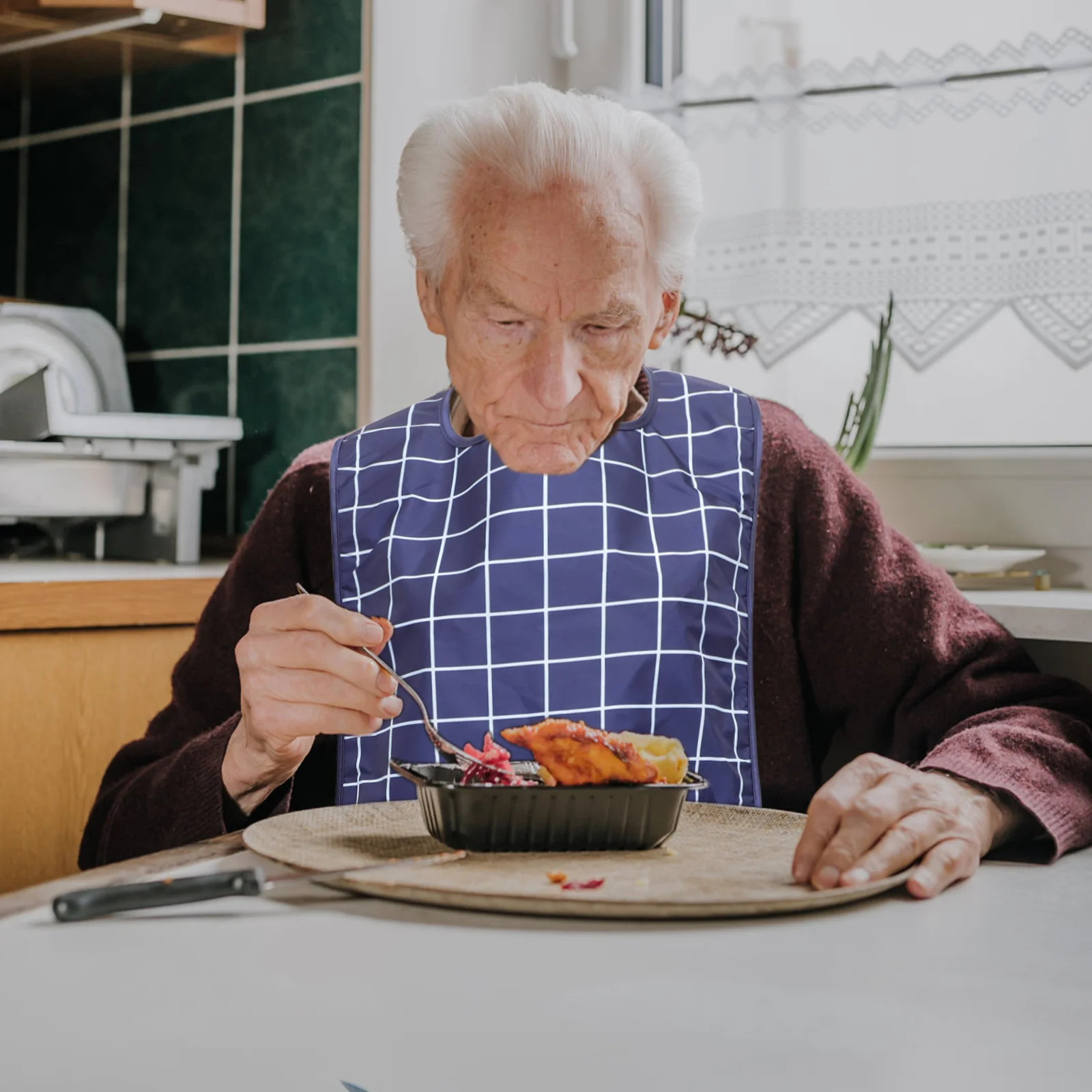 Babero de comedor impermeable para adultos mayores, Protector de ropa lavable reutilizable de Pvc de Tpu, accesorio para el cuidado del paciente acamado en cama