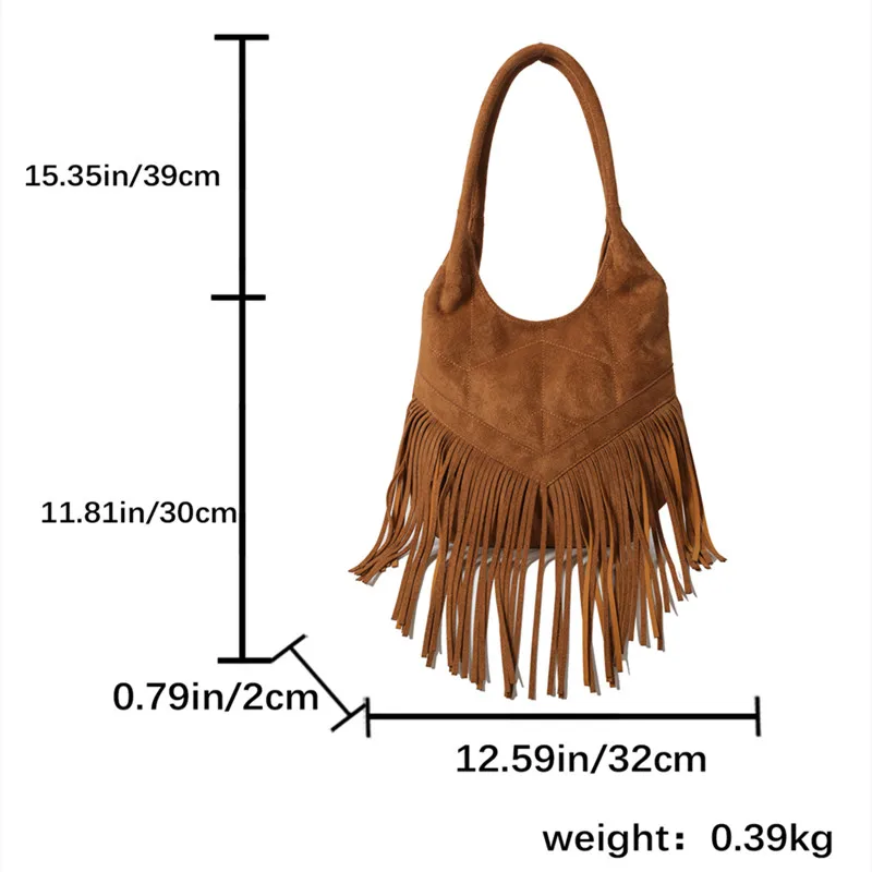 Fashion Trending New in Women Shoulder Bags Luxury Designer Totes Handbags For Women 2024 Tassel Female Purses Suede Bucket Bag