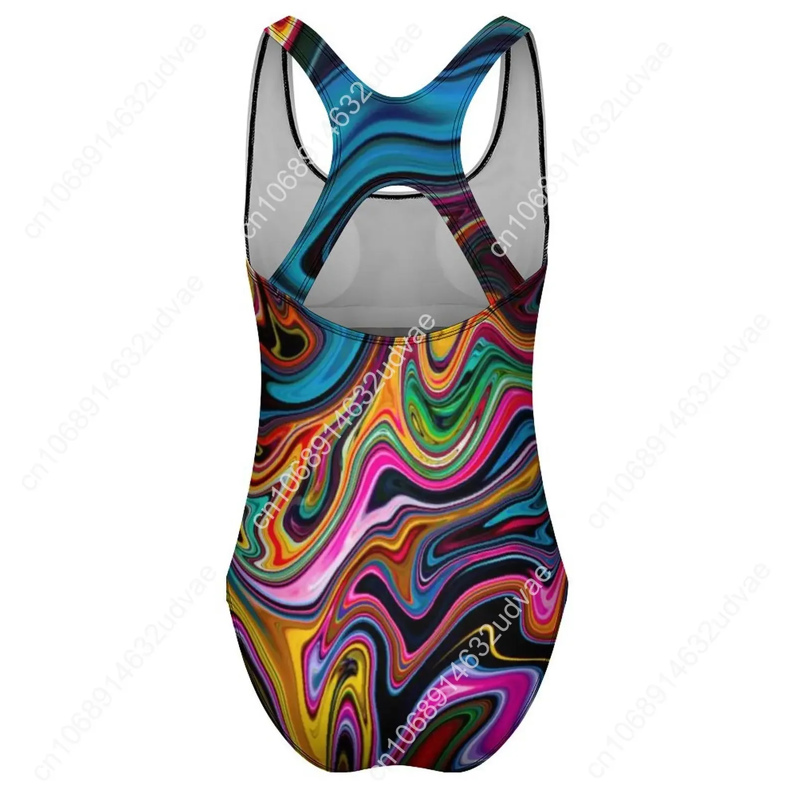 Strój kąpielowy z efektem płynnego marmuru, abstrakcyjny wzór w paski, push-up, jednoczęściowy, idealny na wakacje, do basenu, seksowny kombinezon plażowy.