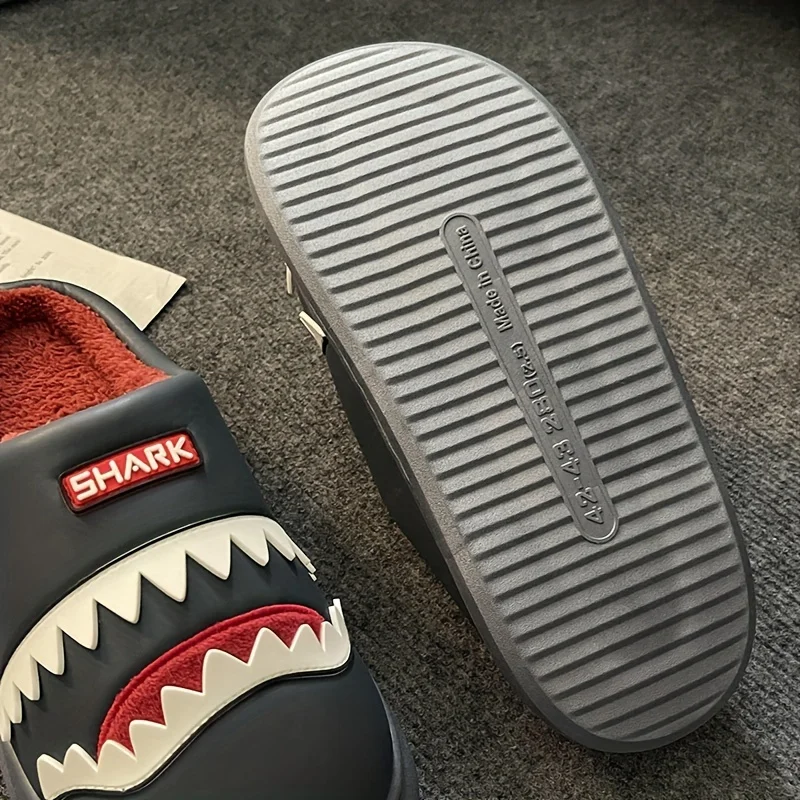 شباشب شتوية للجنسين من القطيفة على شكل قرش عالية الجودة مانعة للانزلاق نعل إيفا ناعم دافئ من البولي يوريثان مناسب للاستخدام الداخلي والخارجي 120