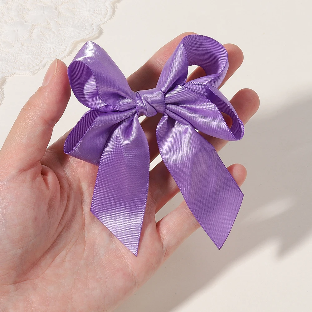 2 Stück/Set Kinder-Haarspangen Einfarbige Schleifenclips für Mädchen Zarte Bandschleifen Haarnadeln Kinder-Haaraccessoires – Detail 2