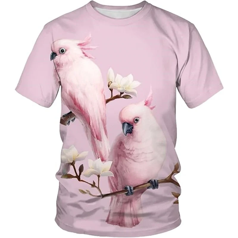 

Мужская футболка с 3D принтом цветов и листьев, забавные футболки с короткими рукавами и рисунком попугая, летние модные топы с круглым вырезом, уличные футболки