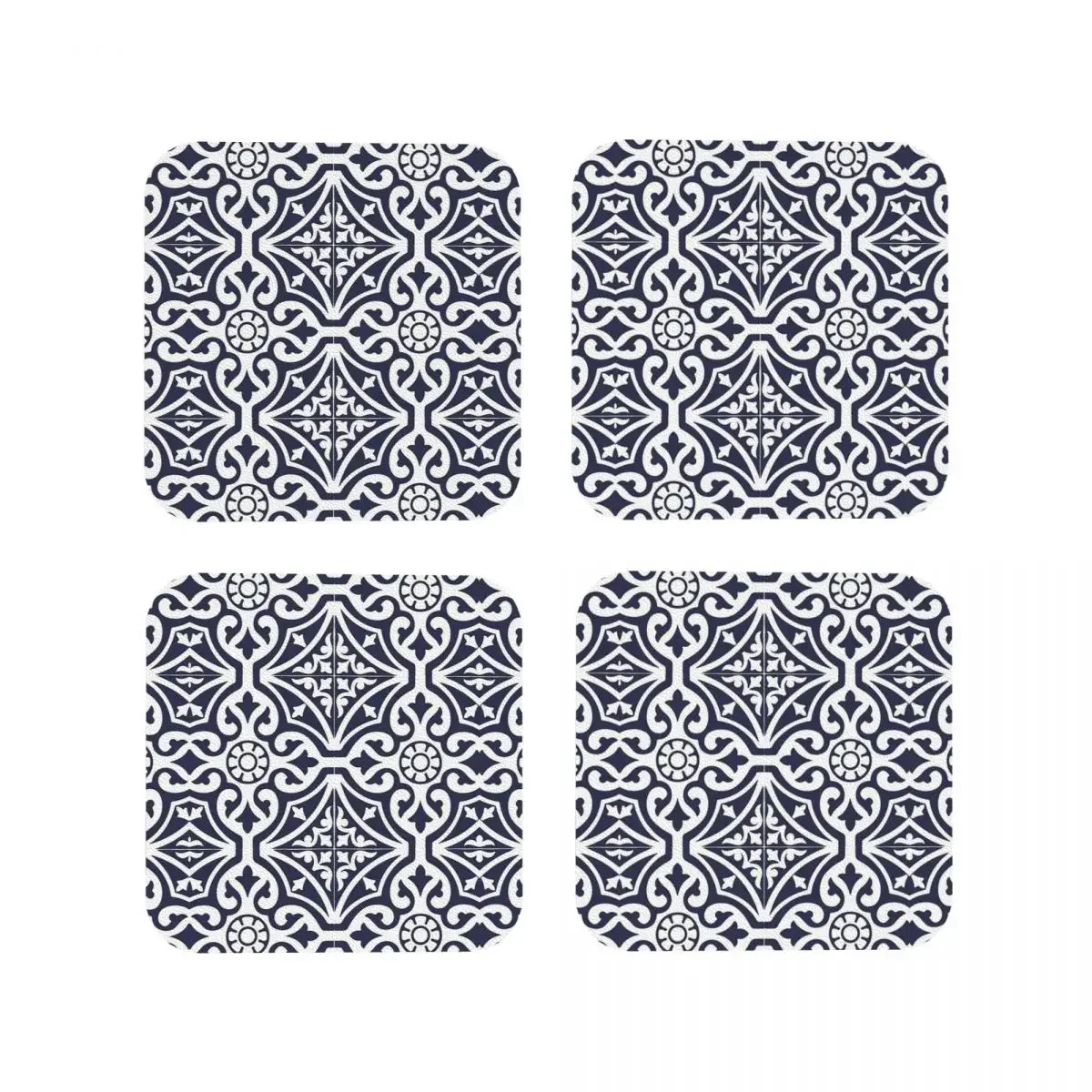 Hamptons Blue And White Moroccan Talavera Til Coasters Kitchen Placemats Cup Coffee Mats For Decor Home Tableware Pads Set of 4