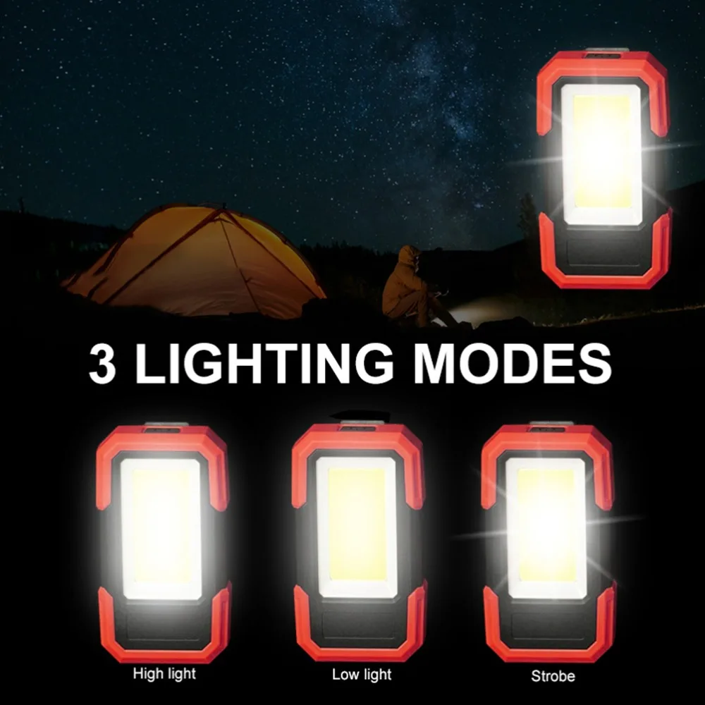 2 Pack Bright 3W Work Light 1.5V Portable Flashlight 3 Lighting Modes Magnetic Bottom Work Lamp Emergency Lighting