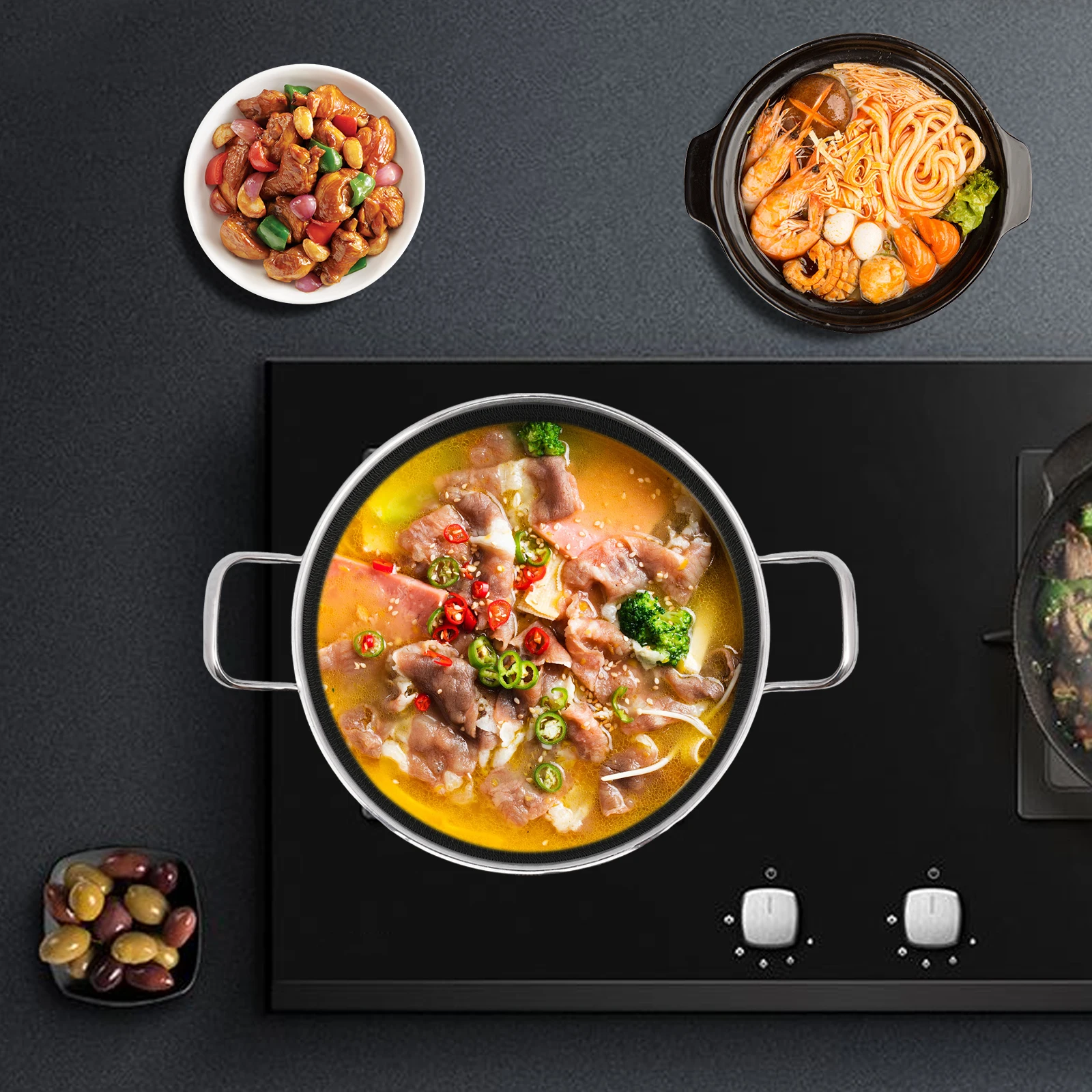 

Nonstick Frying Pan Skillet with Lid, Non Stick Saute Pan with Cover, Healthy Non Toxic Cooking Pan with Helper Handle