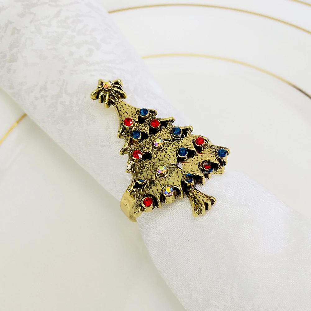 Elegant Napkin Holders Christmas Tree Napkin Rings Alloy Material Holders Christmas Party Essentials Festive Dining Decor