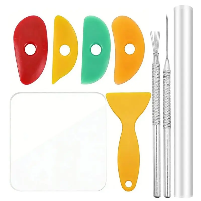 ABKO-Acrylic Clay Roller 9 Pack Polymer Clay Tool Set For Pottery DIY Sculpting Crafts