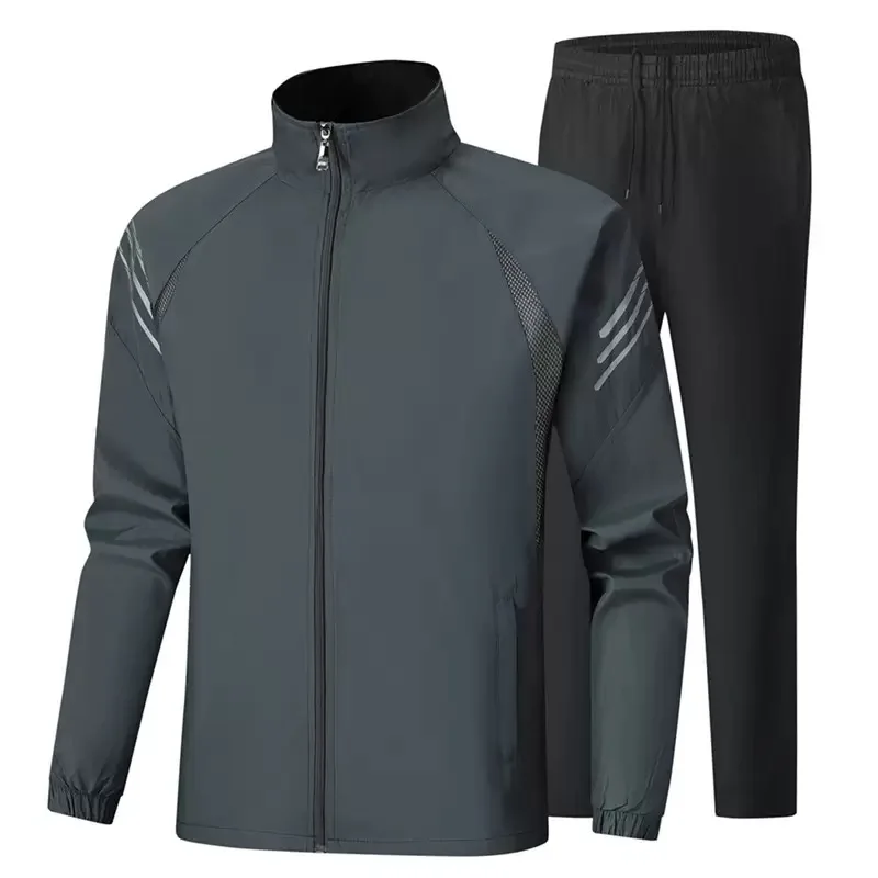 Autumn and Spring New Fashion Sports Windproof Waterproof Jacket Set Men's Casual Loose Comfortable Plus Size Two-piece Set