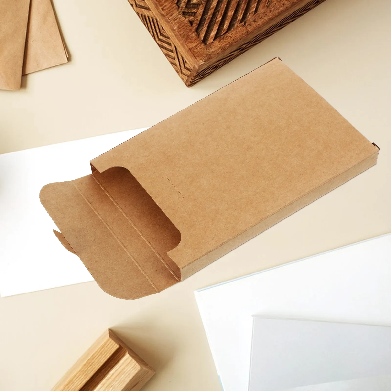 

20Pcs Thick Kraft Paper Boxes for Greeting Cards Postcards Packaging Small Business Stationery Storage Mailing Box Gift Ready