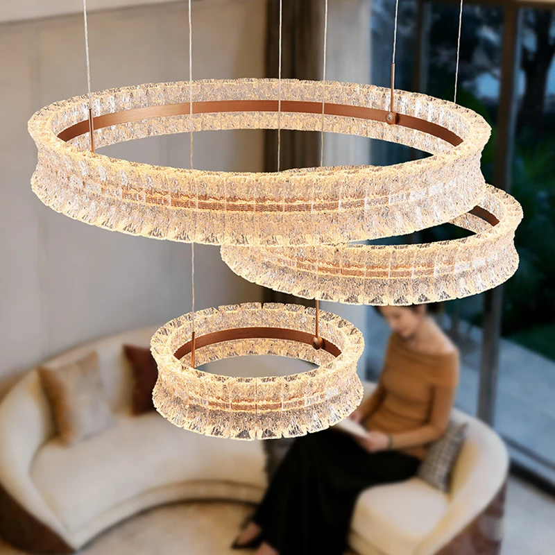 LED Luxury Pendant Light Living Dining Room Bedroom Modern Upscale Acrylic Texture Suspension Lamp Home Decoration