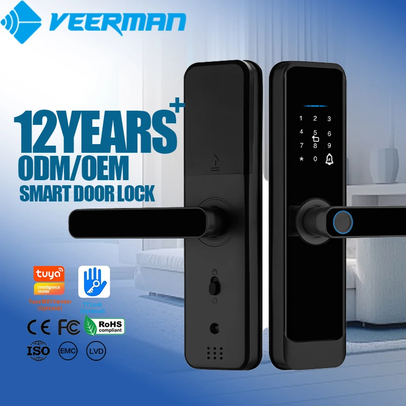 

July003 Apartment Hotel App Intelligent Electric Door Lock Password Digital Lock Biometric Fingerprint Hotel Wooden Door Smart L