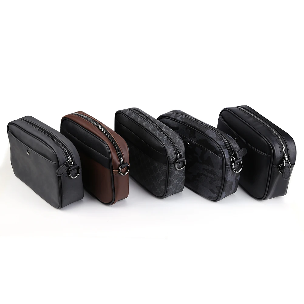 

Leather Crossbody Satchel Classic Pattern Men Shoulder Crossbody Bag Small Square Plaid Designer for Travel Work Male Sling Bags
