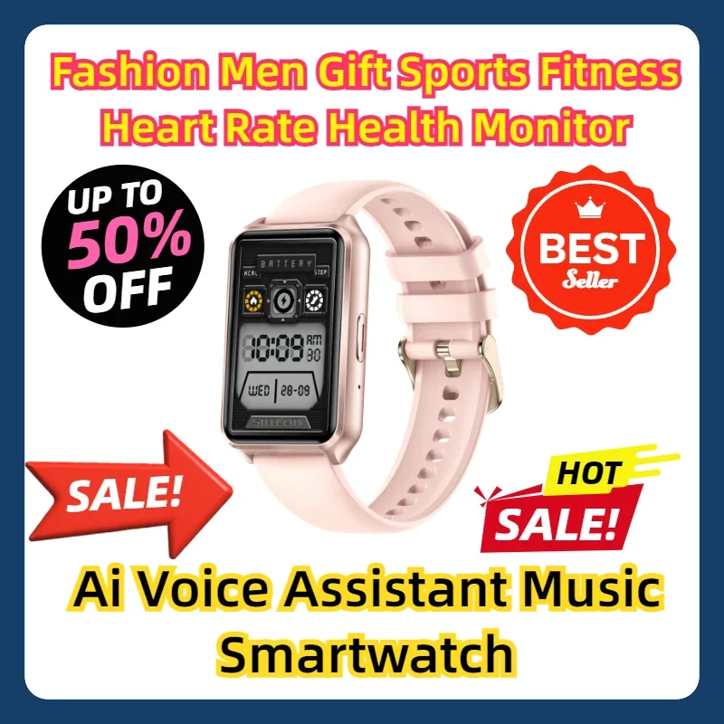 

Fashion Men Gift Sports Fitness Heart Rate Health Monitor Custom Dial Ai Voice Assistant Music Smartwatch Women Smart Watch