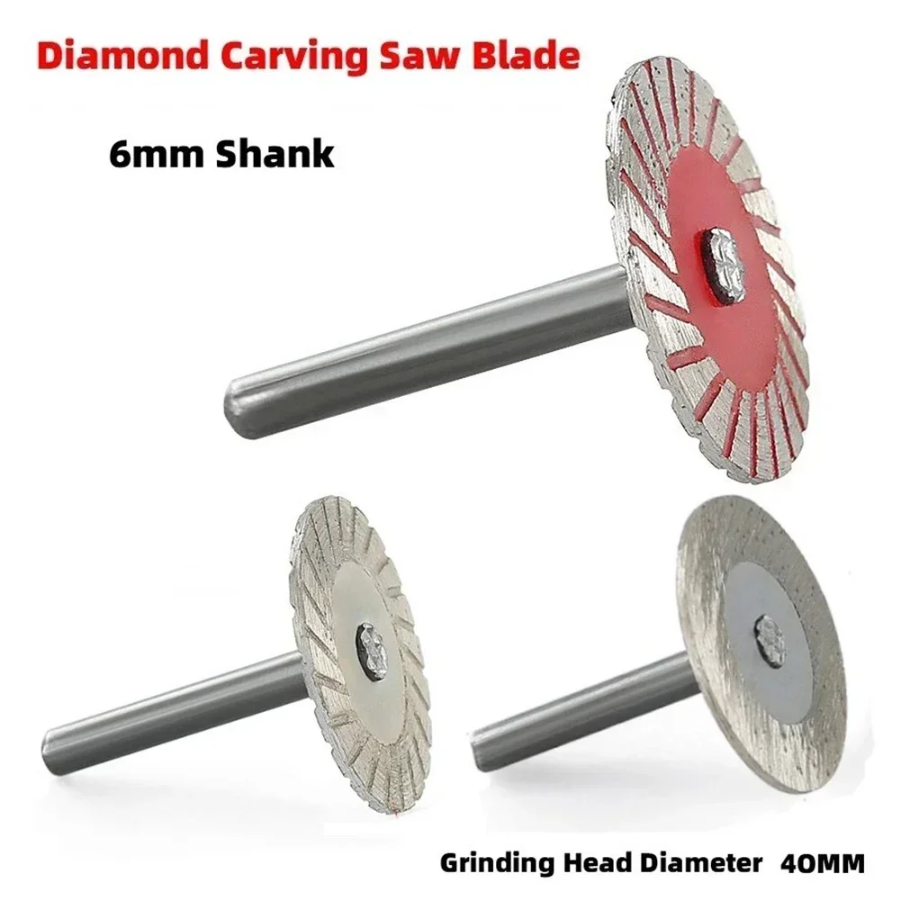 40mm Diamant Trennscheiben Turbo Mini Carving Sägeblatt Für Granit Marmor Keramik Fliesen Stein Carving Werkzeug 6mm Schaft vielseitig