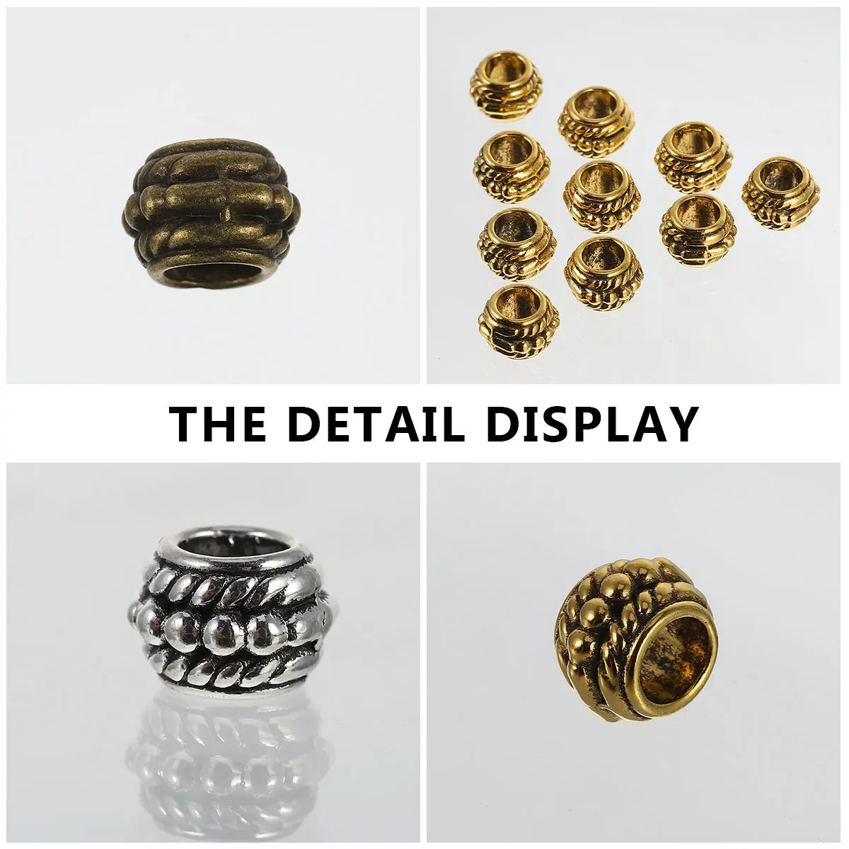 

300Pcs Alloy Handmade Beads Retro Style Large Hole Beads for DIY Jewelry Craft Accessories DIY Materials Jewelry Accessories