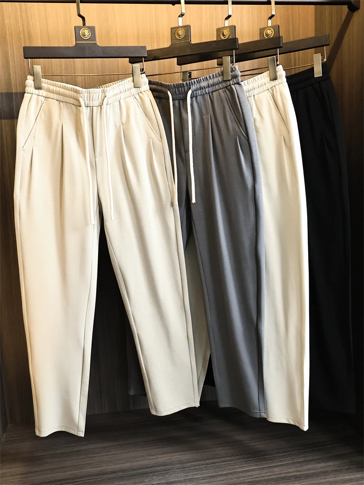 

Soft l Stretch Men's Knitted Straight Leg Casual Pants Versatile Faionable Urban Sle Long Trousers for Spring 2025