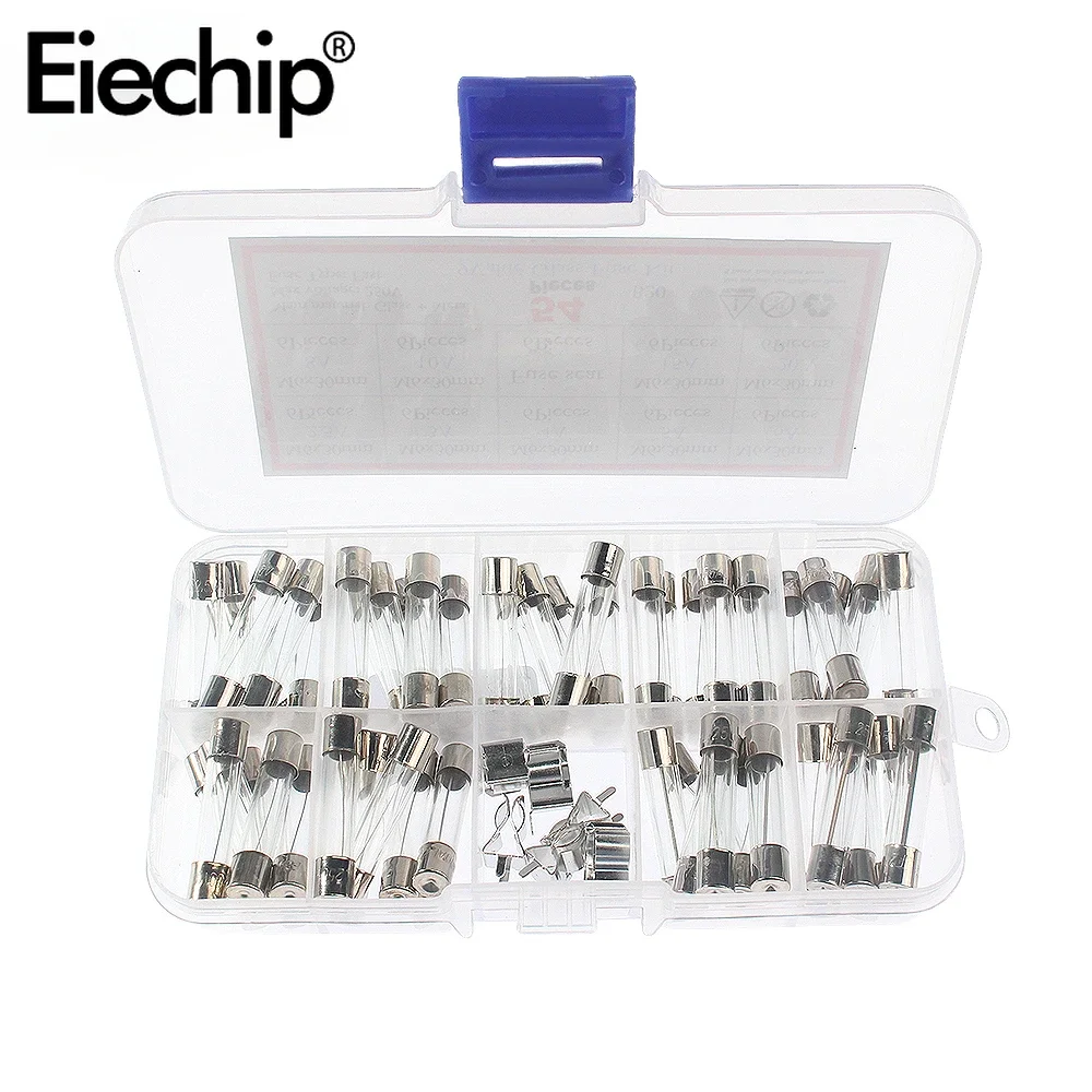 54pcs 6x30mm Fast Glass Fuse Diy Kit 250V 6*30mm Insurance Tube Quick Blow Glass Fuses Kit 2.5A 3A 4A 5A 6A 8A 10A 15A 20A