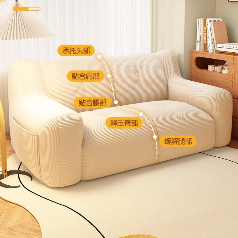 

/furniture for home Fabric sofa living room double sofa small apartment on the ground tatami bedroom cream wind lazy sofa chair