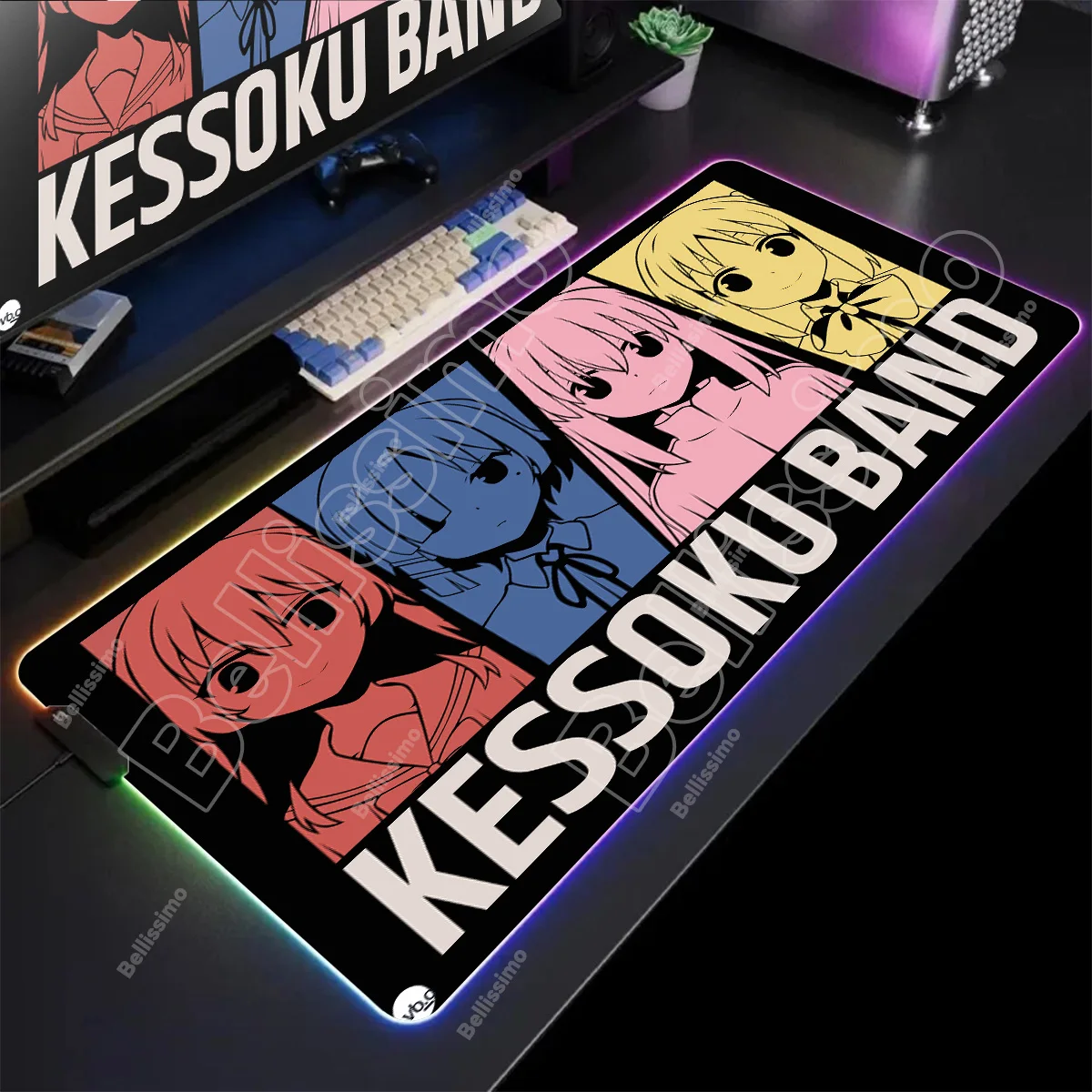 

Large Size RGB Mouse Pad Anime Bocchi The Rock Gaming LED PC Gamer Accessories Color Glow Custom Personalized Mousepad Desk Mat