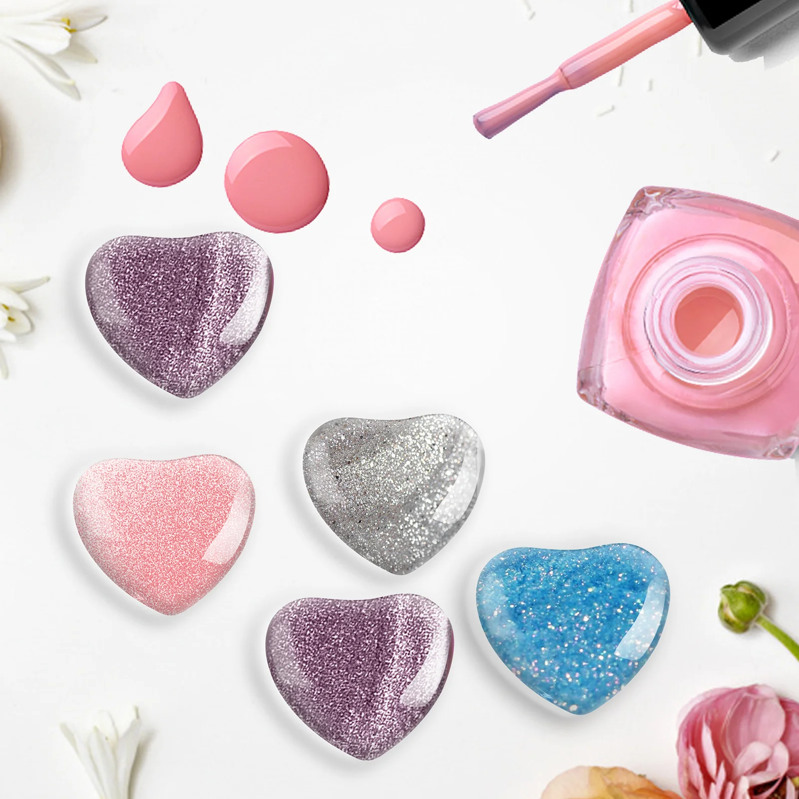 30 pièces de perles de couleur d'ongle en verre, affichage de vernis clair, utilisation pratique en Salon, tableau de couleurs d'ongles, panneau de vernis, outil de manucure