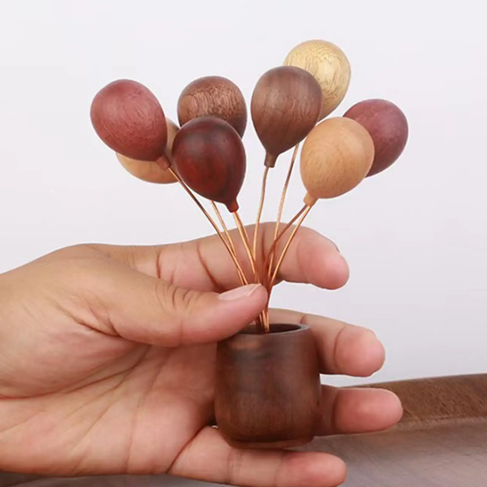 Wood Balloon Flower Vase 6 Inch Centerpiece Home Decor Vase for Shelf Fireplace Farmhouse Living Room Table Bedroom Office