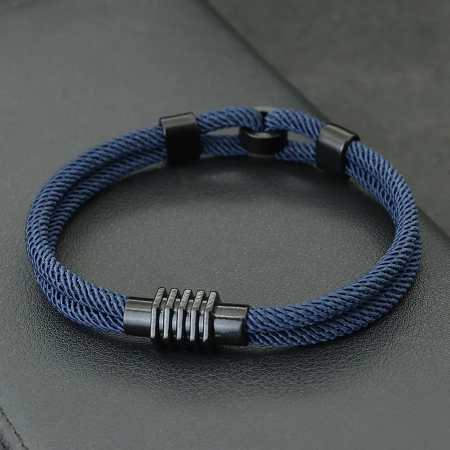 New Stylish Knot Bracelet For Men Black Magnet Buckle Rope Braslet Gifts For Him Nautical Braclet Pulseras De Hilo Wrap Jewelry