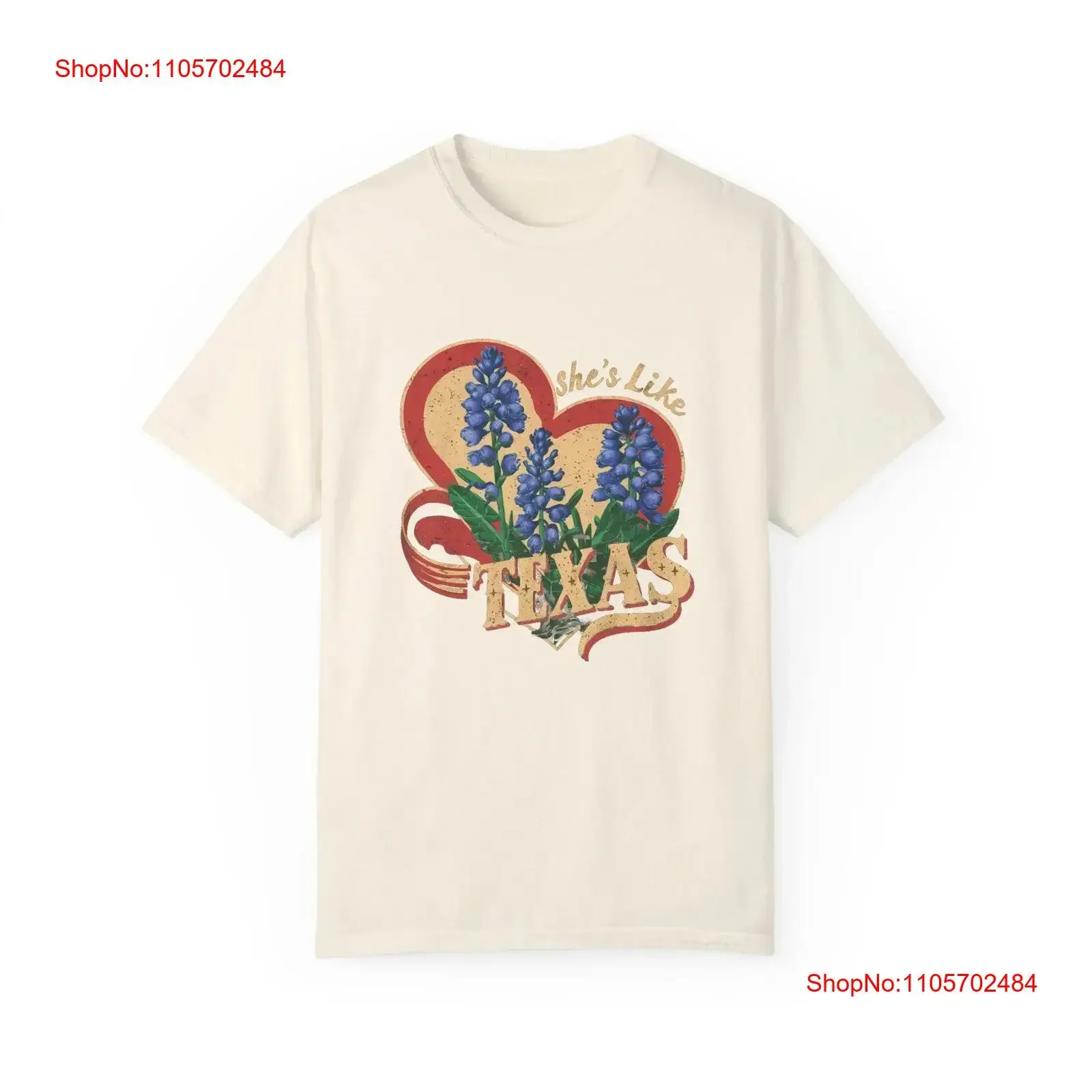 Texas Bluebonnets She's Like Garment Dyed T shirt vintage Washed Stylish Versatile Top For Everyday Wear designer clothes