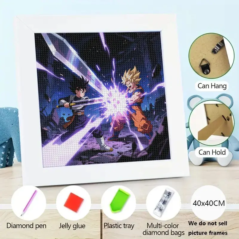 

1 шт. Dragon Ball Z Super Anime 5D DIY Набор для алмазной живописи, Гоку против Гоку Черная Эпическая боевая сцена Полная дрель Алмазная художественная вышивка