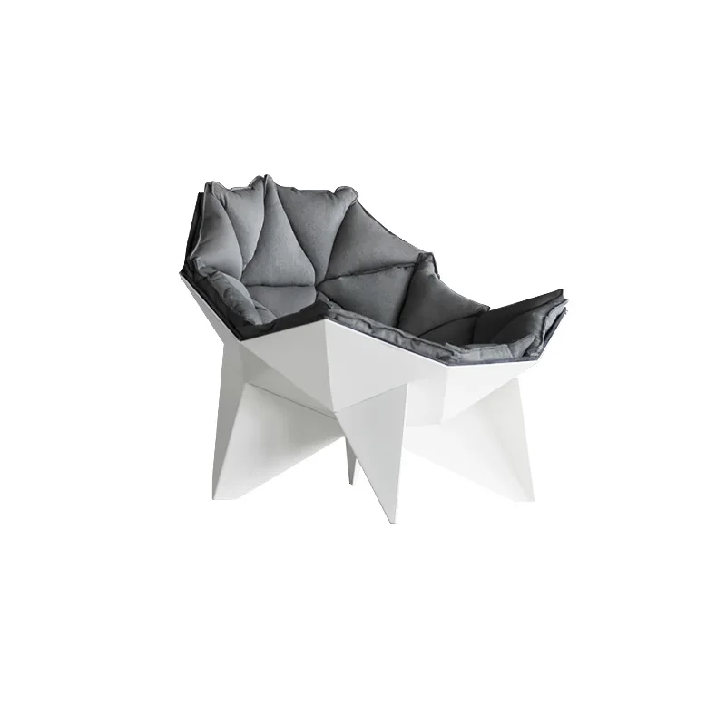 

Italian minimalist fiberglass diamond sofa irregular rhombus single chair reception and negotiation chair