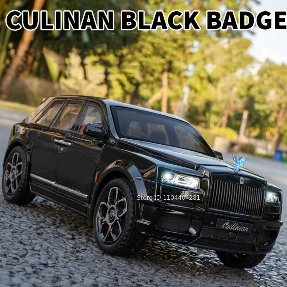 

1:20 Rolls-Royce Cullinan Balck Badge Model Toys Diecast Alloy Car Doors Opened Sound Light Pull Back Children's Birthday Gifts