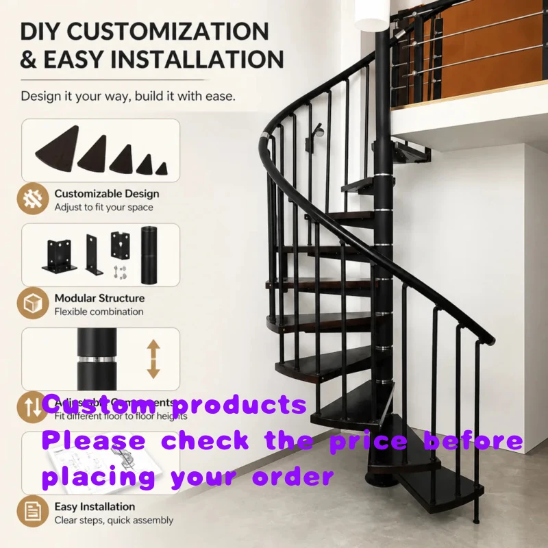 custom.Modern and Beautiful Indoor Apartment Staircase Durable Assembled Safe Metal Stairs