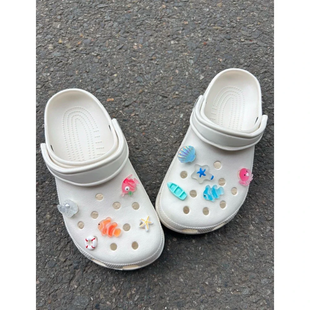 10pcs Shining Shell Marine Animal  Shoe Charms Sandals Shoes Decoration Slipper Accessories for Girls Hole Shoes DIY Gift image 4
