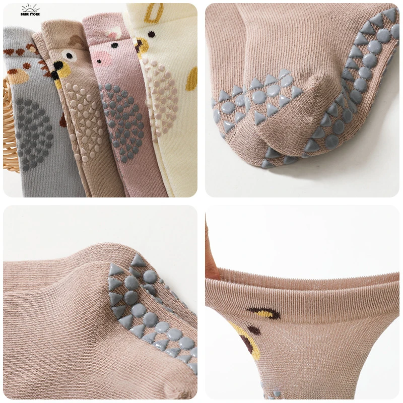 Summer Baby Knee Pads Socks Newborn Infant Cartoon Animal Anti Slip Knee High Long Socks Toddler Crawling Safety Floor Socks