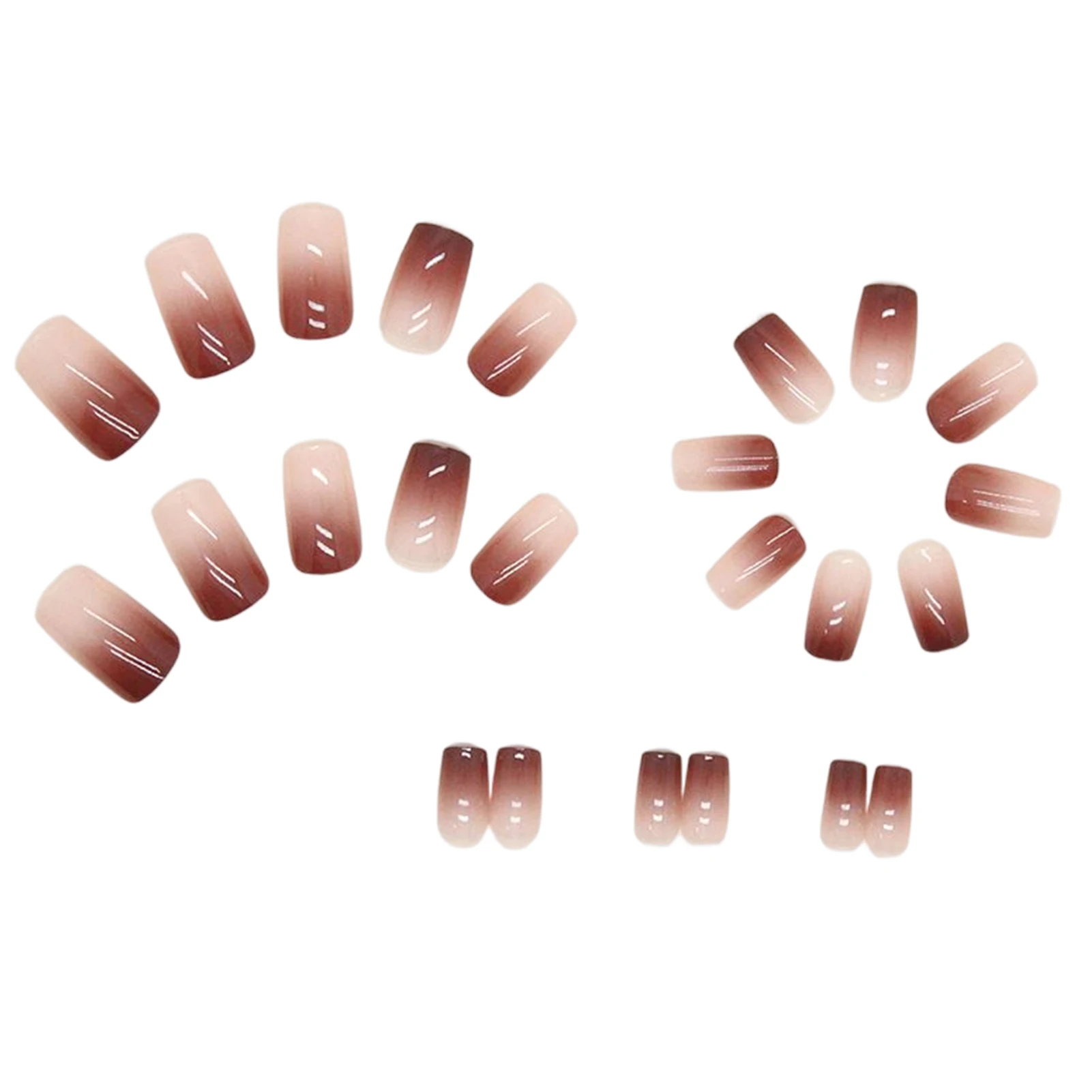 Coffee Gradient Medium Fake Nails Autumn & Winter Temperamental Art Pieces for Professional Art Nail Salon