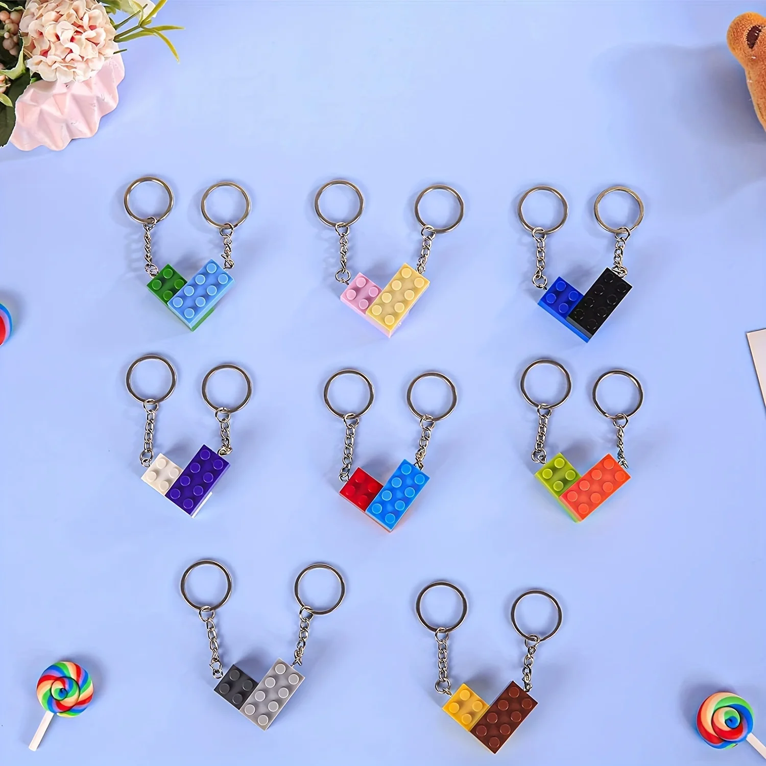 10/16pcs, [Building Block Keychain] Fun Keychains | Novelty Keychains for Bags, Backpacks, and Cars with Party Favors and Gifts.