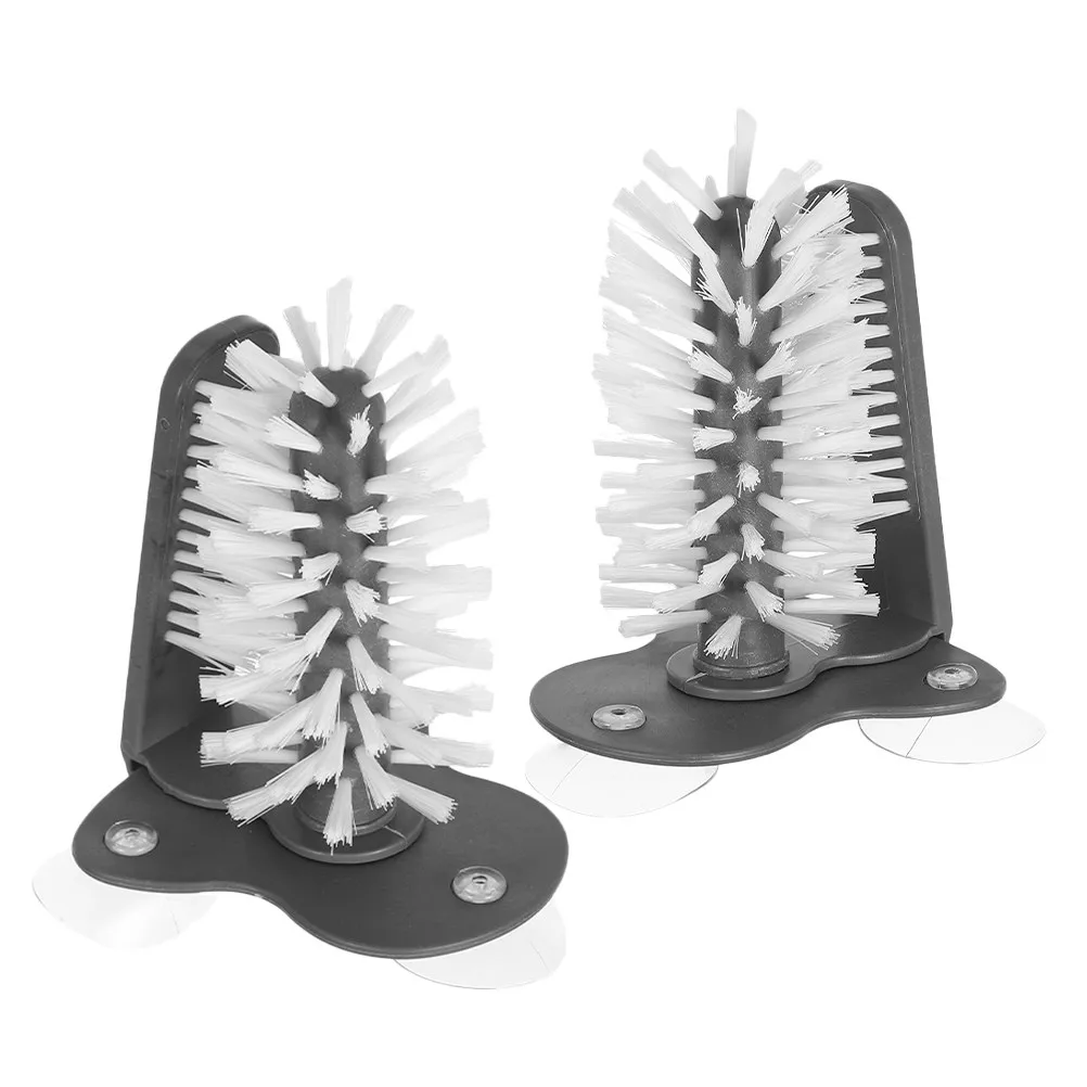 2Pcs Glass Cleaning Brush Rotating Suction Base Kitchen Cup Washer Water Bottle Cleaner Beer Mug Glass Cleaning Brush Set