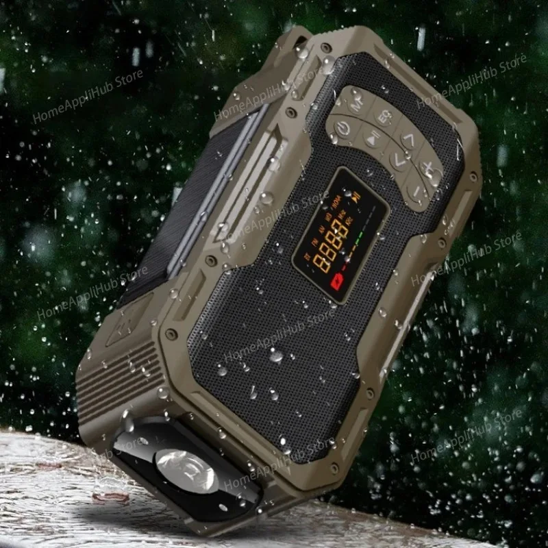 Sound Emergency Radio Multifunctional Portable Hand Crank Solar Radio Wireless Bluetooth 5.0 Speakers AM/FM 5000mAh Power Bank