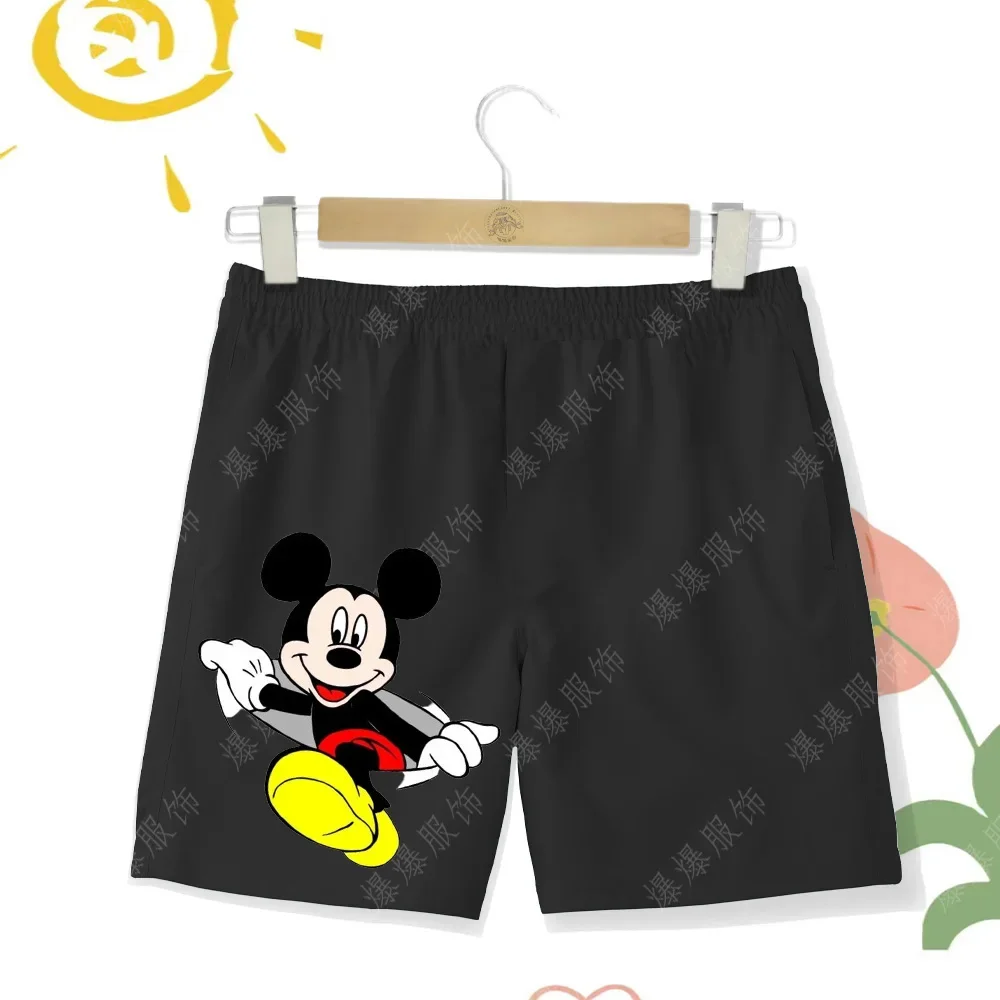 2024 letnie kąpielówki dla chłopców kreskówka słodkie Mickey Disney z serii kąpielówki plażowe spodnie dziewczęce w stylu Casual szorty dziecięce