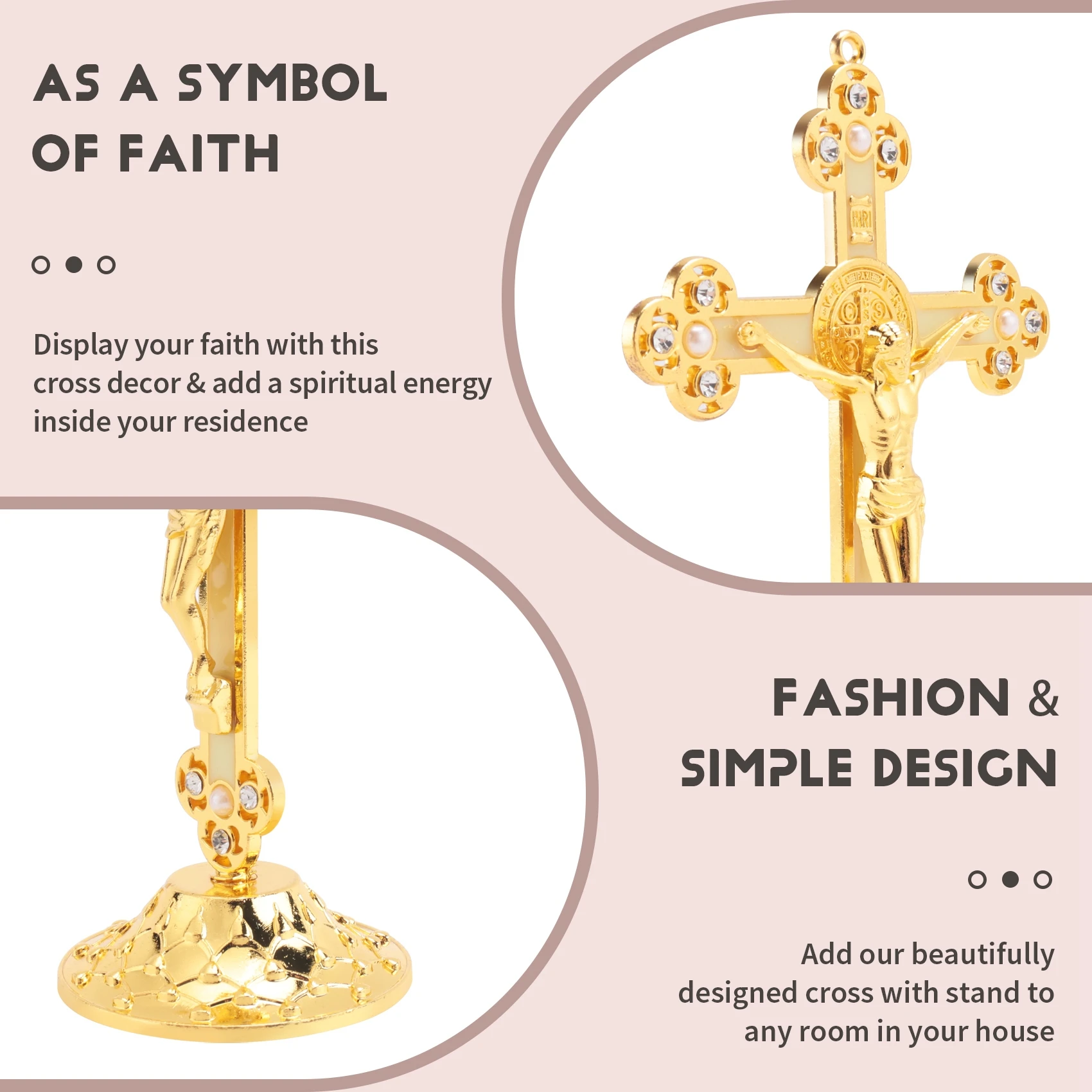 AB13-Standing Crucifix With Base Alloy Cross For Home Chapel Decoration And Religious Gifts