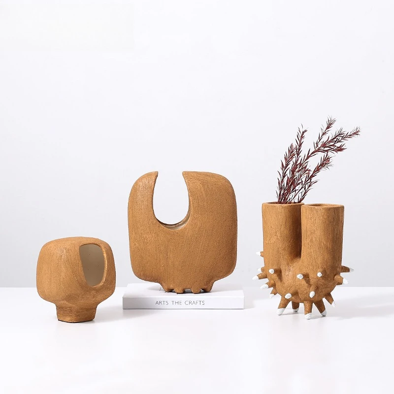 

Nordic wabi-sabi novelty frosted ceramic vase ornament, flower arrangement, decorative handicrafts
