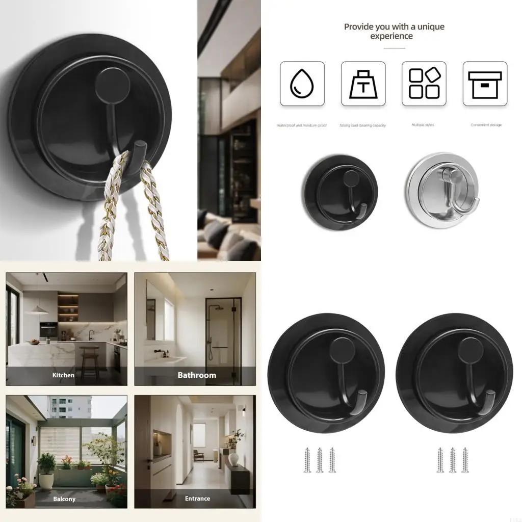 

2pcs Weight Holders Strong Metal Build 15kg Load Bearing Multifunctional Wall Hook Simple Installation For Heavy Jackets