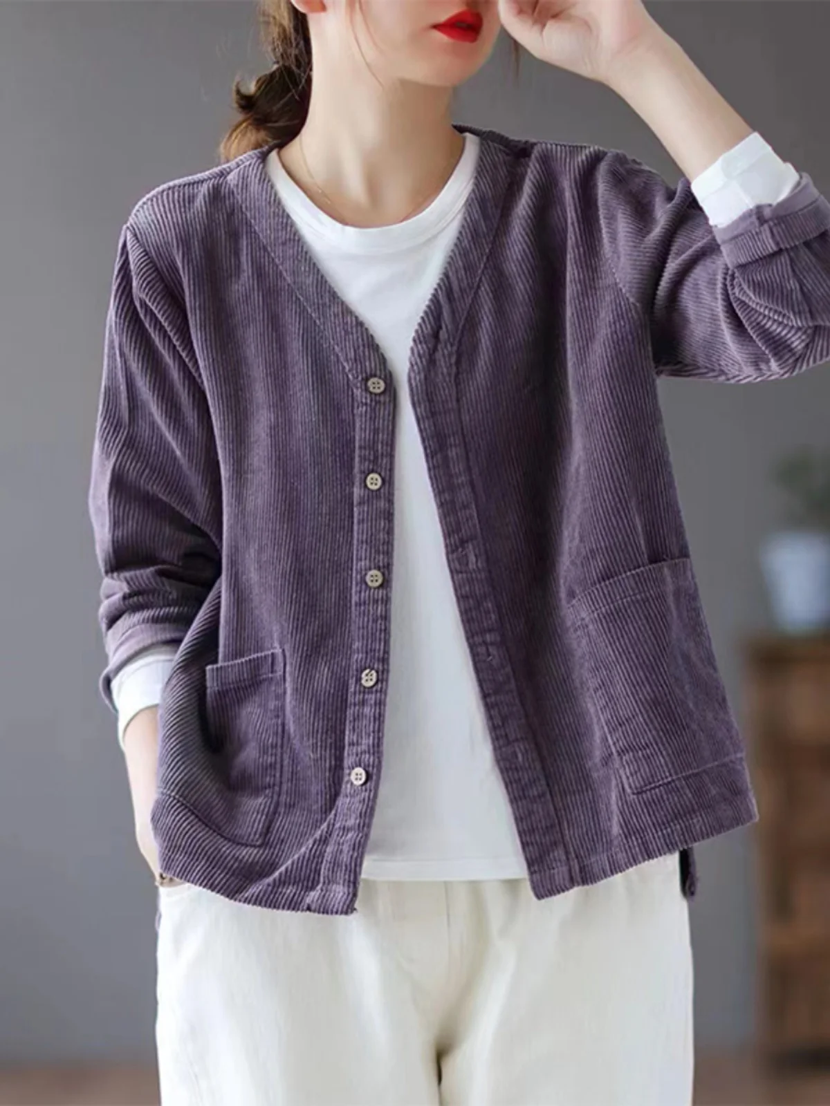 سروال قصير كلاسيكي ort Jaet نسائي فضفاض على شكل حرف V وأزرار علوية irt ملابس جديدة ذات جودة عالية مصممة بألوان نقية للتنقل Sle #1