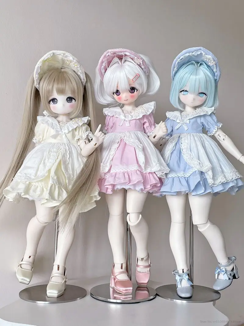 1/4 BJD Doll Clothes Vintage Lolita Dress Set Headdress Dress Petticoat Fit Dali Li GL Lilith Yuyao Regular Fat 1/4 Body