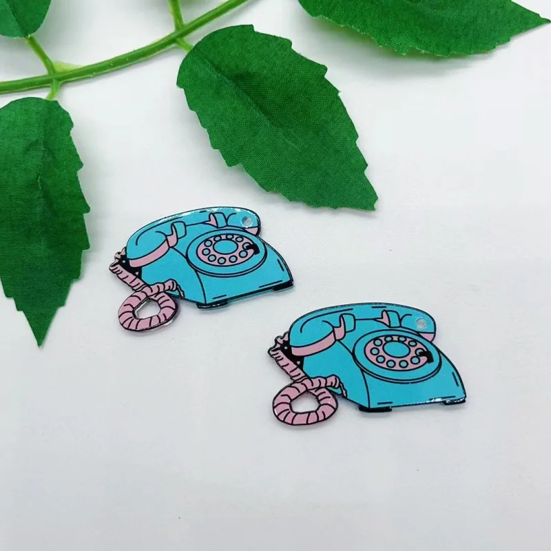 10pcs acrylic pendants suitable for jewelry production vintage radio recording tape design  DIY pendants earrings necklaces