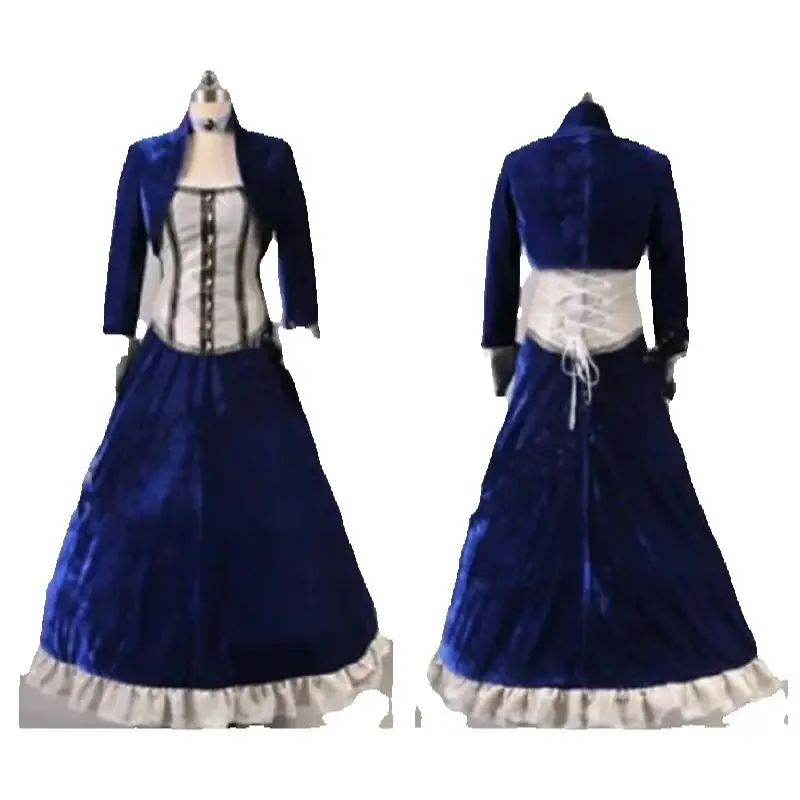 New Halloween Sexy Velvet Deep Blue Dress Cosplay Costume Custom Charm Carnival Costume