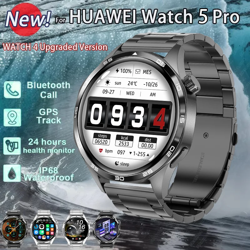 

Для HUAWEI Watch 5 PRO Смарт-часы Мужчины GT5 Pro AMOLED HD Экран Bluetooth Вызов GPS NFC Сердечный ритм Спортивные умные часы Женские 2024 Новинка