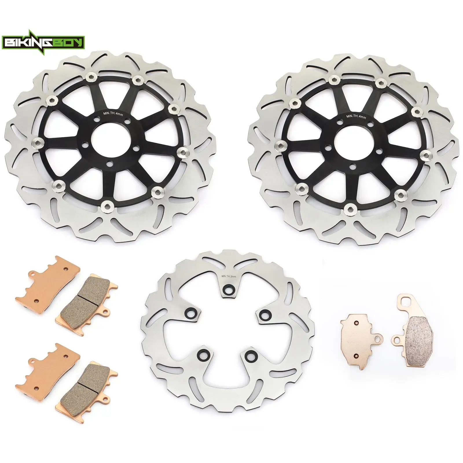 BIKINGBOY For Kawasaki Ninja ZX9R 94 95 96 97 98 99 00 01 02 03 Front Rear Brake Discs Rotors Disks Pads ZX-9R ZX9-R ZX 900 Set