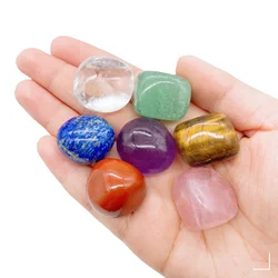 7pc/Bag Natural Chakra Crystal Quartz Polished Energy Stone Clear Quartz Reiki Healing Collection Gift Home Garden Decoration